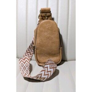 Satchel Purse Pink Lily Brown Crossbody Bag Adjustable Guitar Strap Pockets